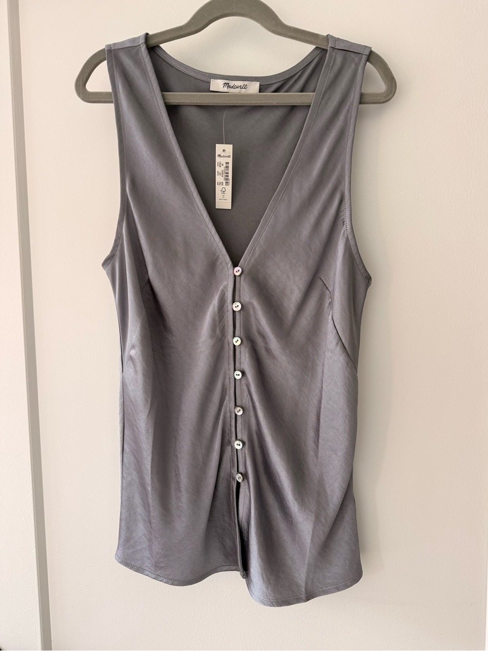 NWT Madewell Satin Button Tank Blouse XXS
